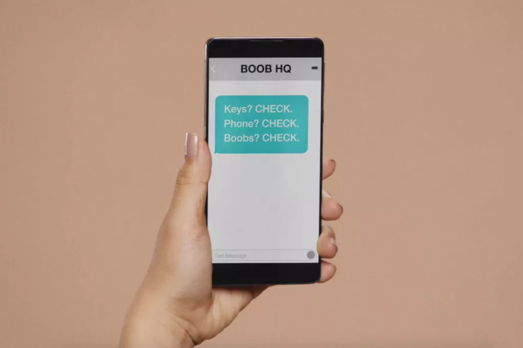 An image of CoppaFeel! SMS reminders from Boob HQ saying 'Keys? Check! Phone? Check! Boobs? Check!' | CoppaFeel! | Breast cancer info and advice
