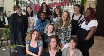 A picture of the CoppaFeel! team in the CoppaFeel! office